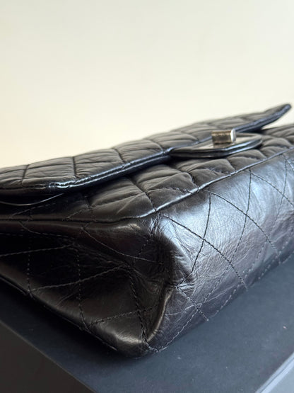 Pre-owned Chanel 2.55 Reissue Maxi 227 Black Calfskin Flap Bag