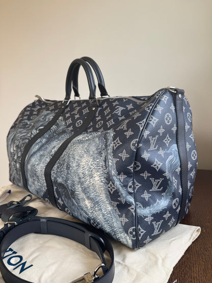Pre-owned Louis Vuitton Chapman Brothers Keepall 55 Ink Lion Travel Bag