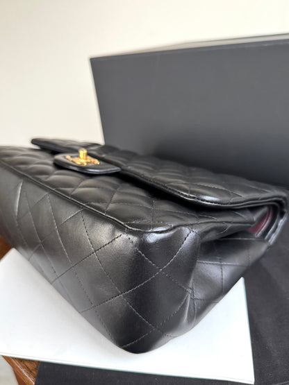 Pre-owned Chanel Timeless Classic Jumbo Black Lambskin Flap Bag