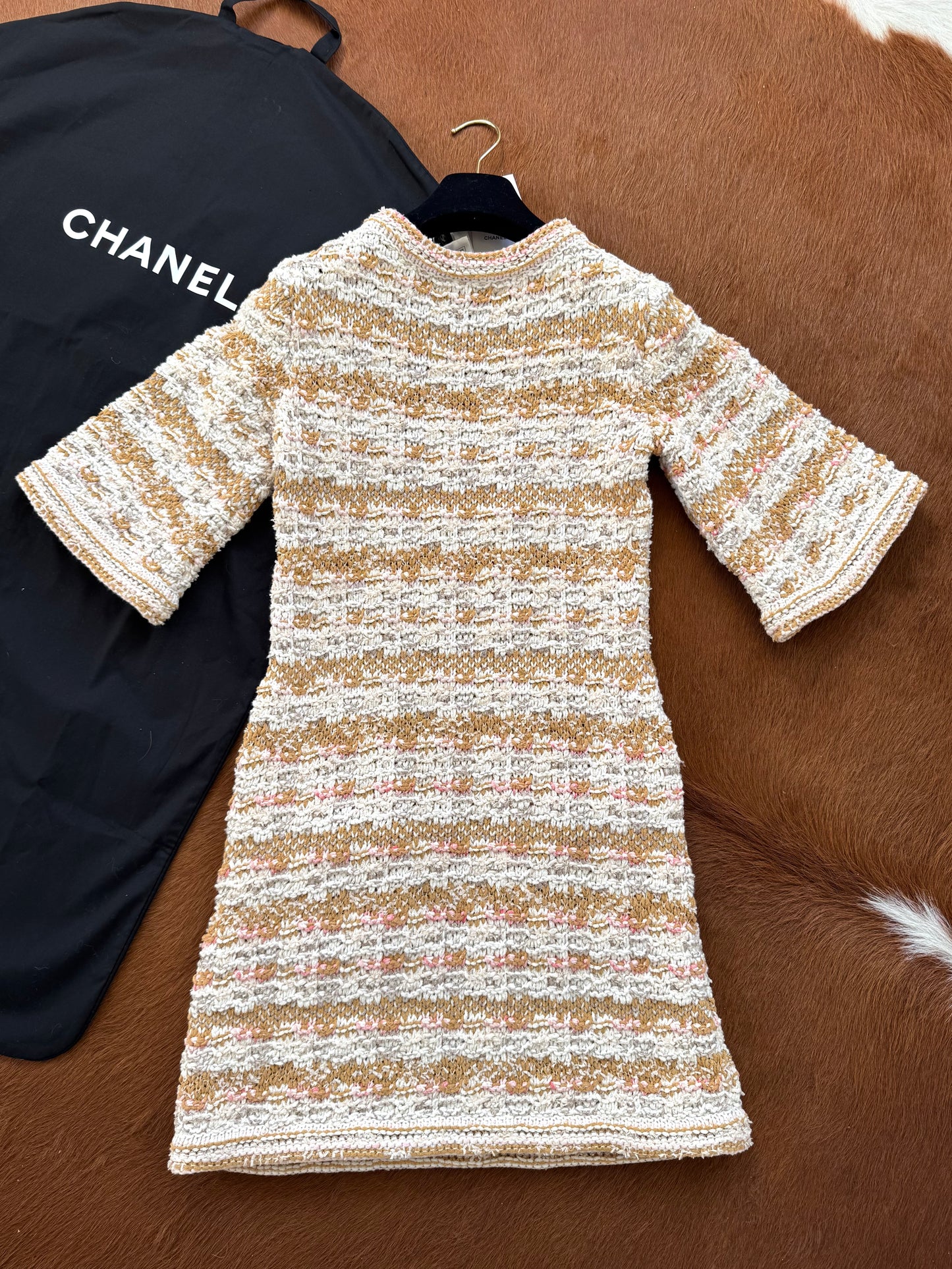 Pre-owned Chanel Paris-Cuba Caramello Tweed Dress