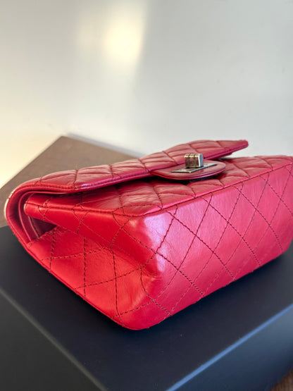 Pre-owned Chanel 2.55 Reissue Small 224 Red Leather Flap Bag