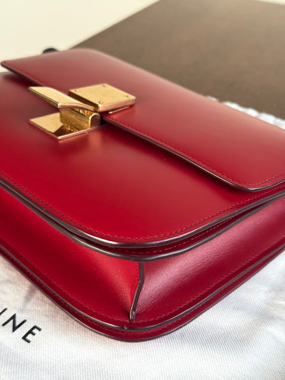 Pre-owned Celine Classic Box Medium Red Leather Bag