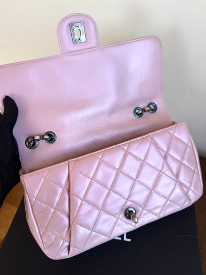Pre-owned Chanel Coco Pleats Pink Glazed Calfskin Flap Bag