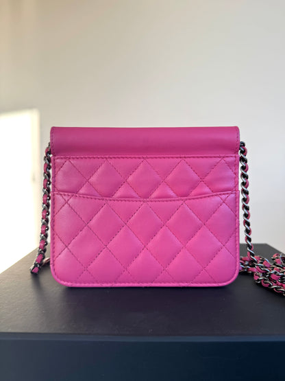 Pre-owned Chanel Crossing Time Mini Pink Leather Flap Bag
