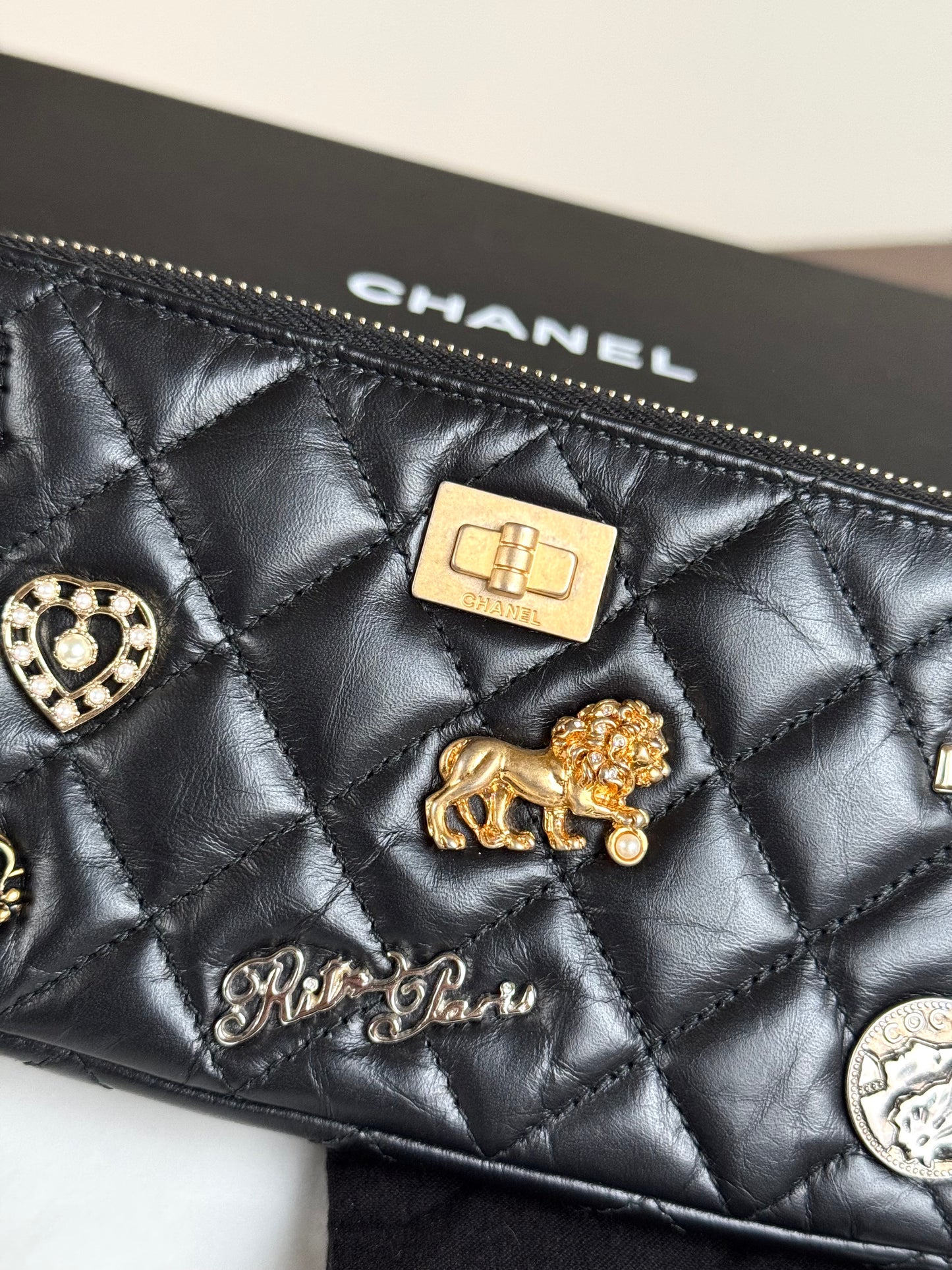 Pre-owned Chanel 2.55 Chain Wallet Lucky Charms Clutch Bag