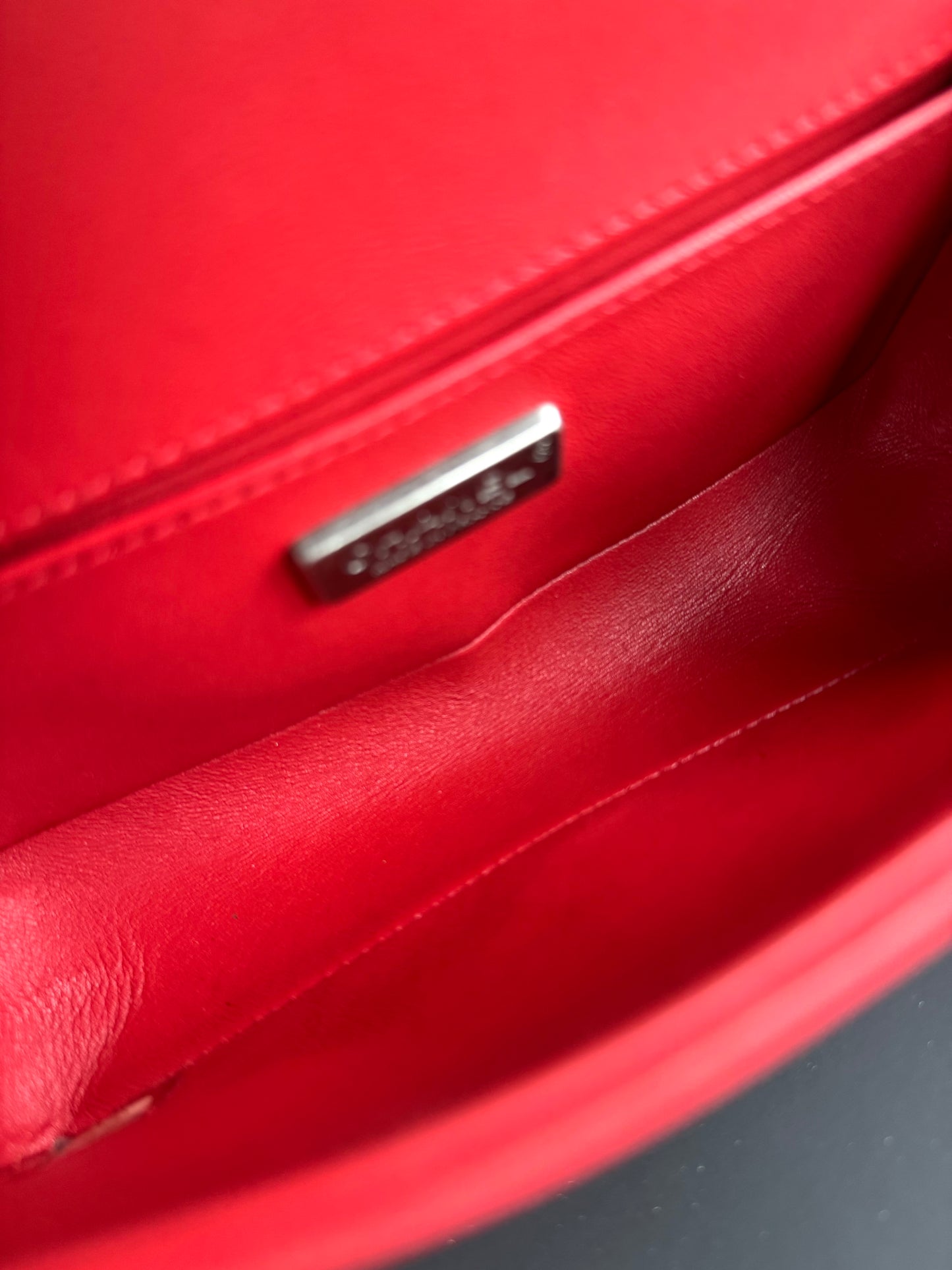 Pre-owned Chanel Boy Small Red Stingray Leather Flap Bag