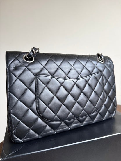 Pre-owned Chanel Timeless Classic Medium Black Lambskin Flap Bag
