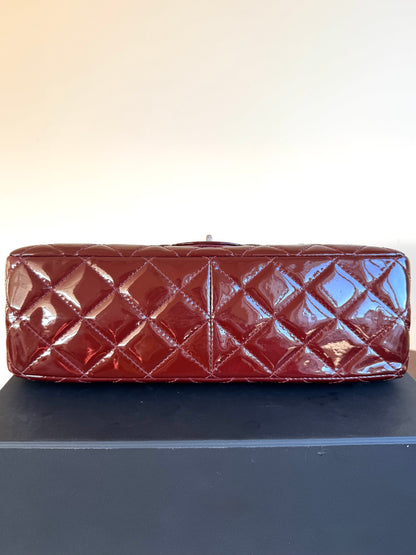 Pre-owned Chanel 2.55 Reissue Maxi 227 Burgundy Patent Leather Flap Bag