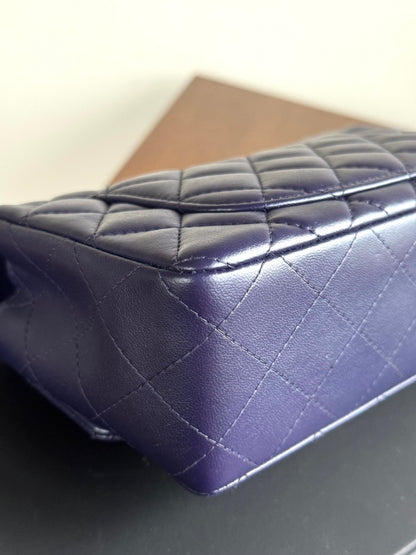Pre-owned Chanel Timeless Mini Rectangle Purple Leather Bag