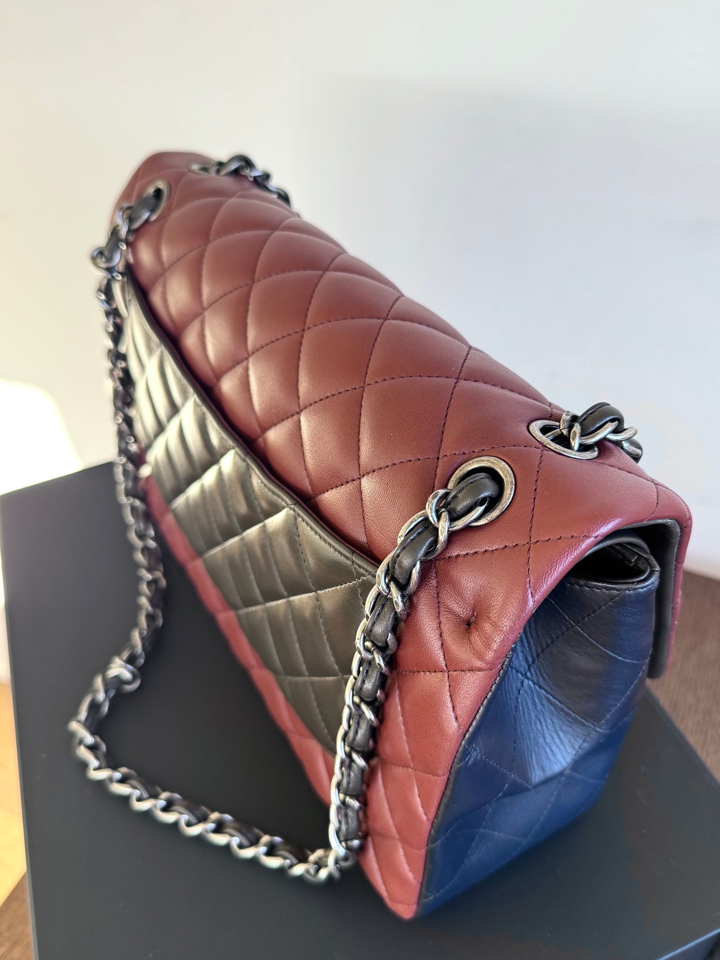 Pre-owned Chanel Timeless Classic Jumbo Tricolor Leather Flap Bag