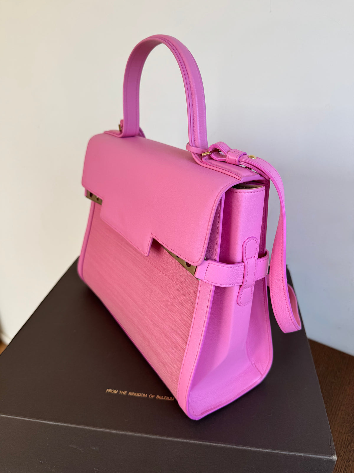 Pre-owned Delvaux Tempête GM Flamingo Pink Toile De Crin Leather Bag Limited Edition