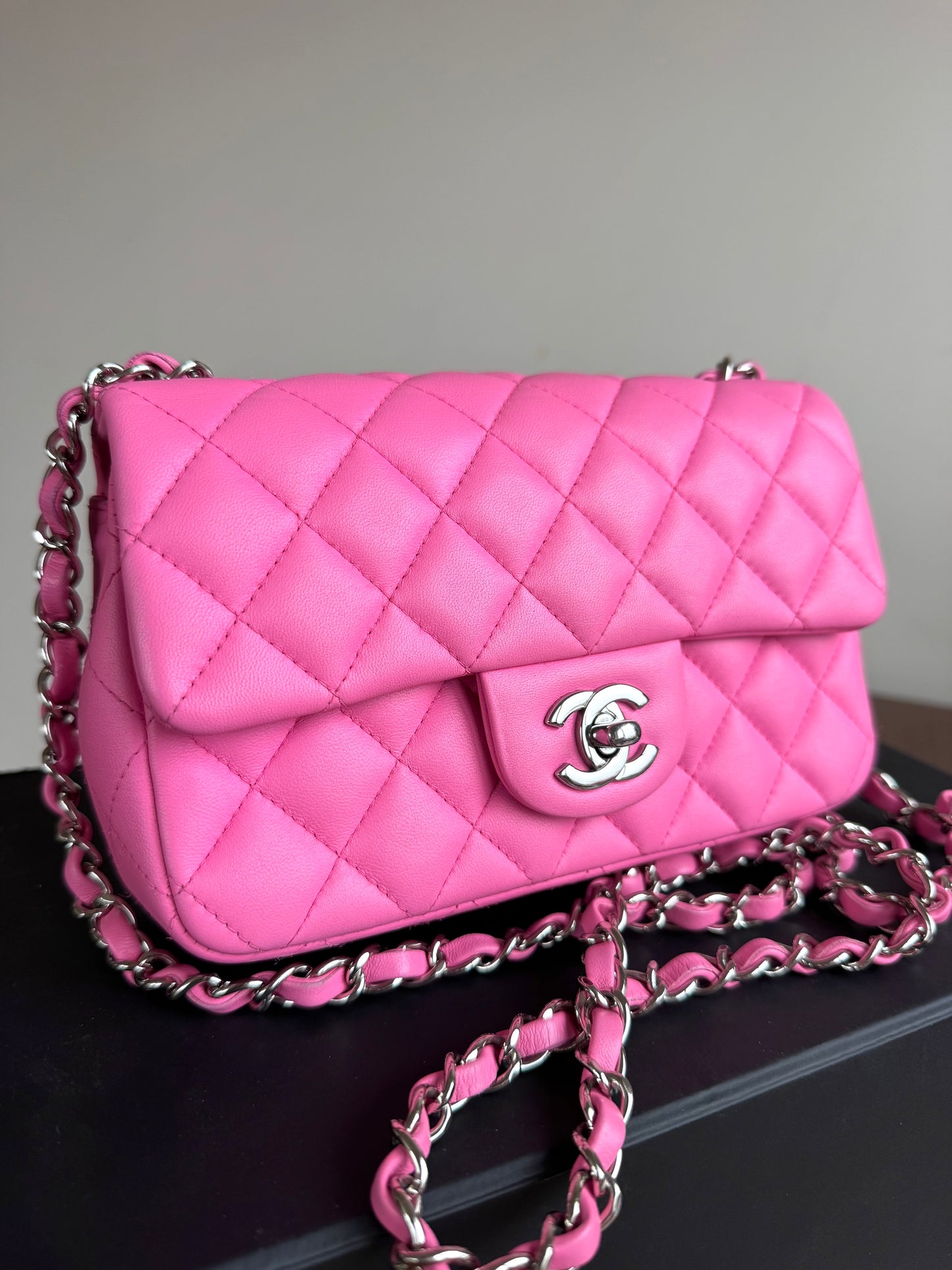 Pre-owned Chanel Timeless Mini Rectangle Pink Leather Bag