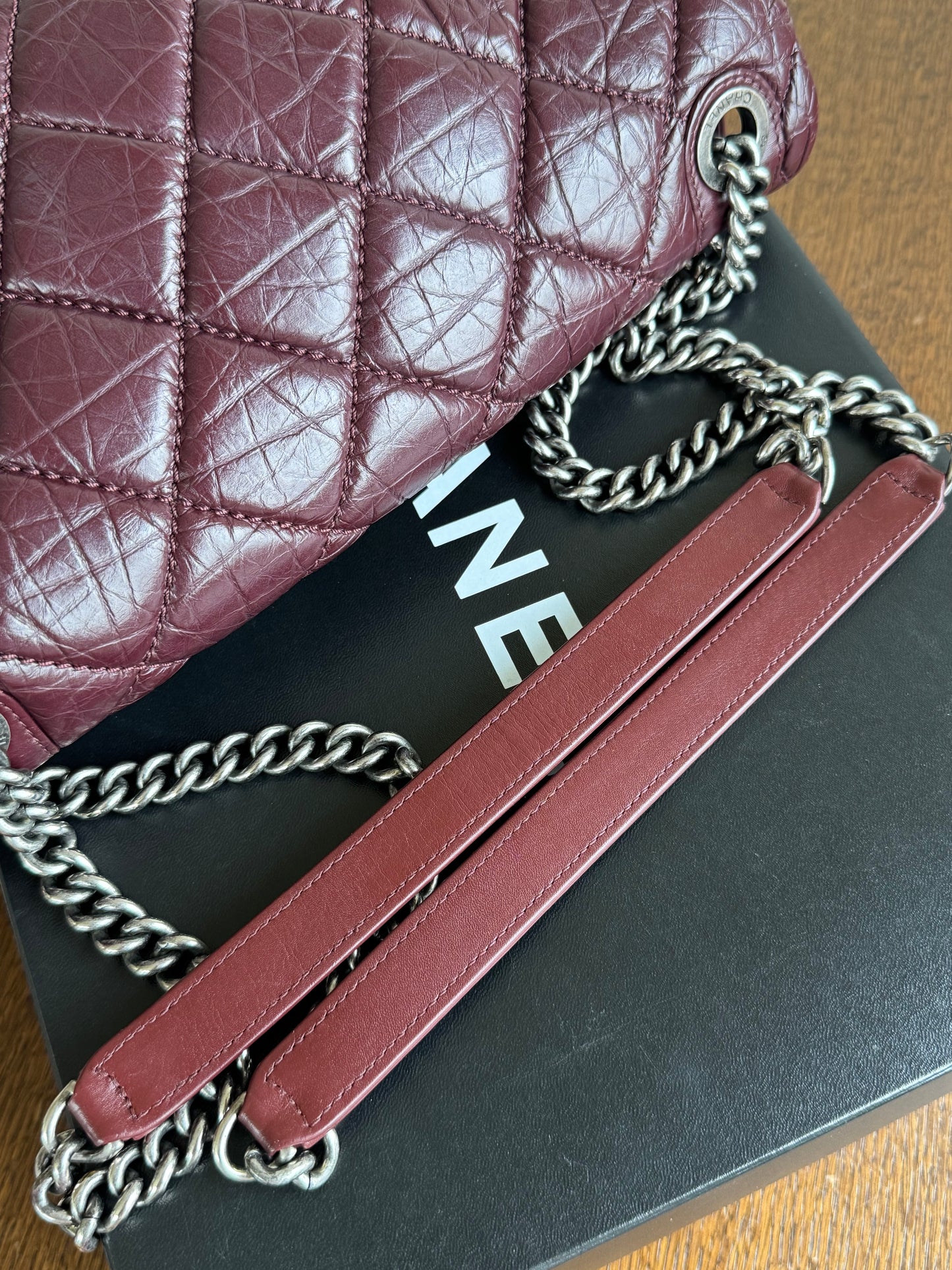 Pre-owned Chanel Portobello Burgundy Aged Calfskin Flap Bag