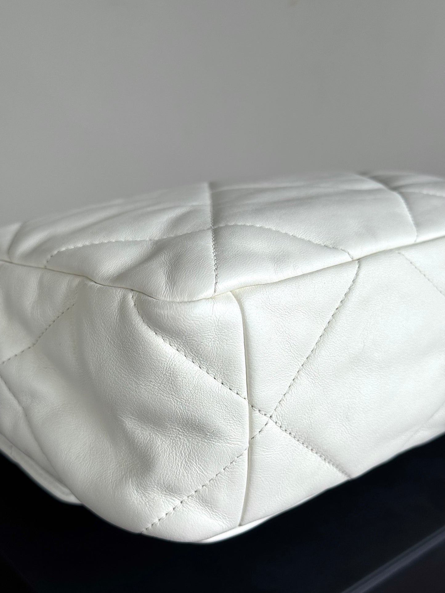 Pre-owned Chanel 19 Large White Lambskin Flap Bag