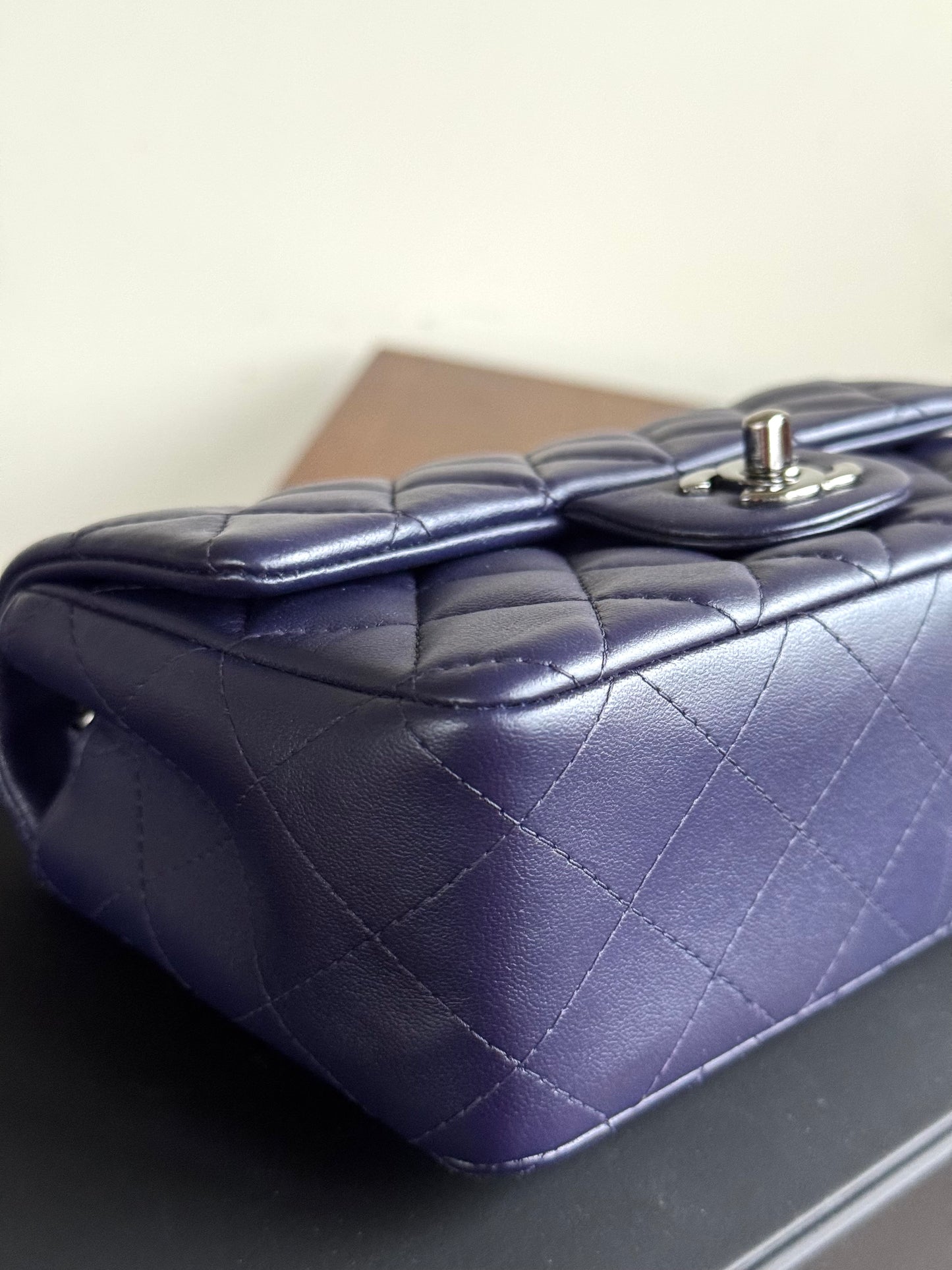 Pre-owned Chanel Timeless Mini Rectangle Purple Leather Bag