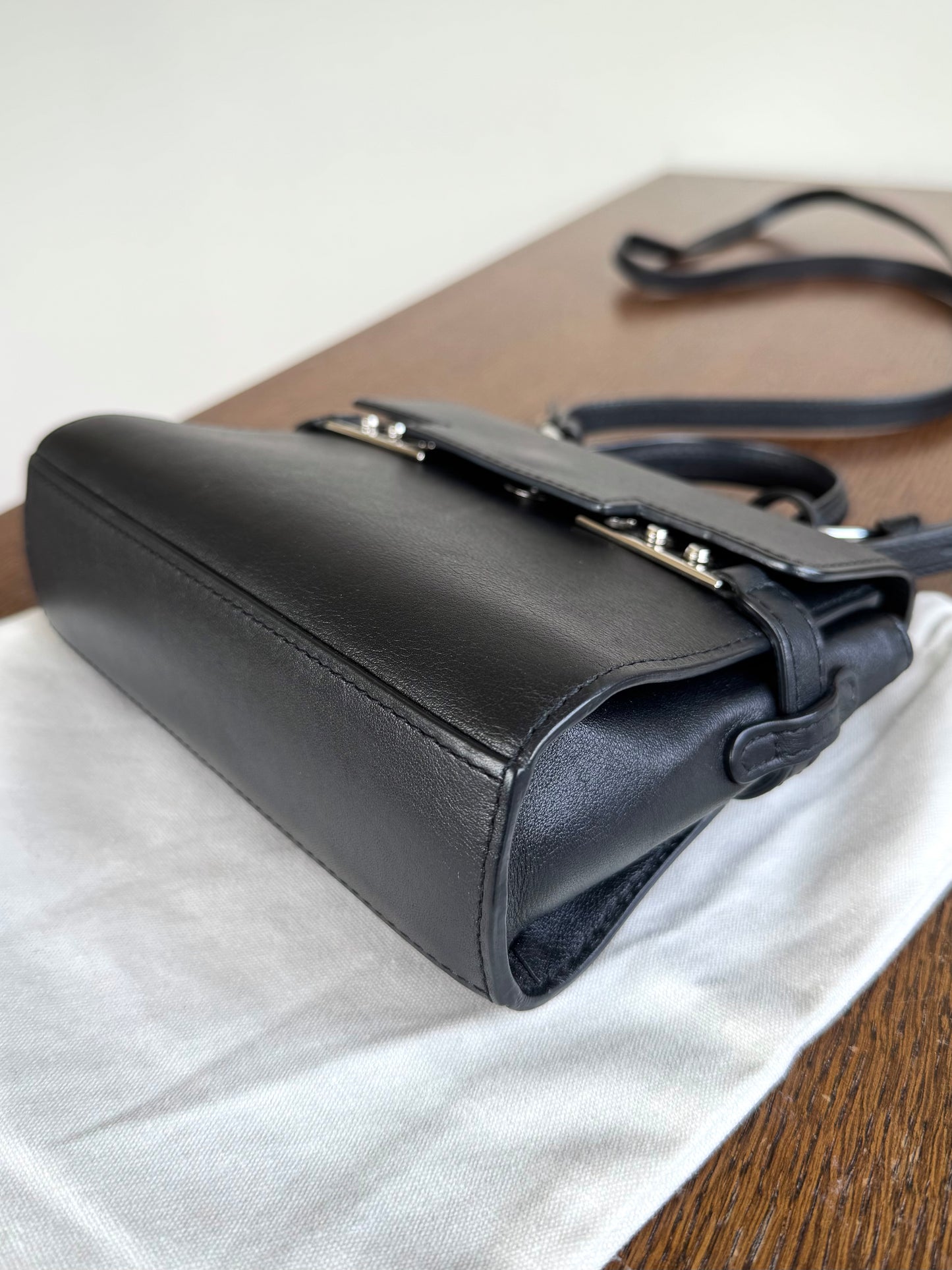 Pre-owned Delvaux Tempête Micro Black Calfskin Bag