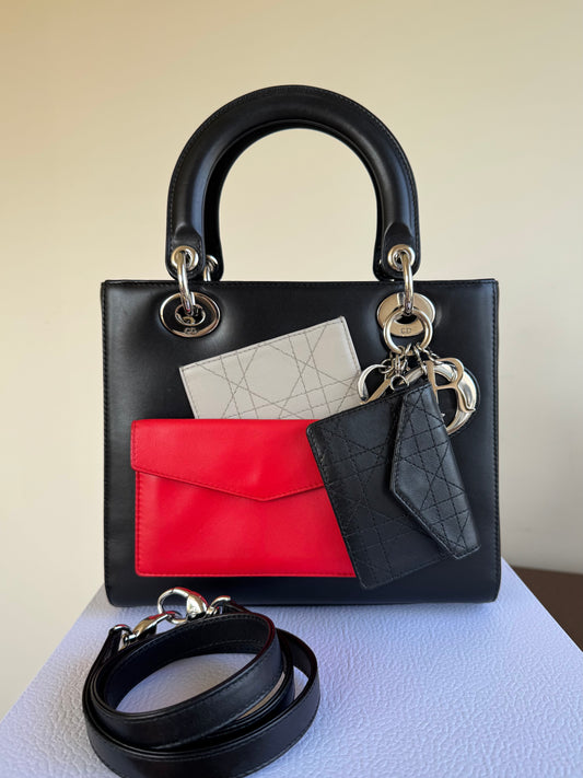 Pre-owned Dior Lady Dior Medium Pockets Multicolor Leather Bag
