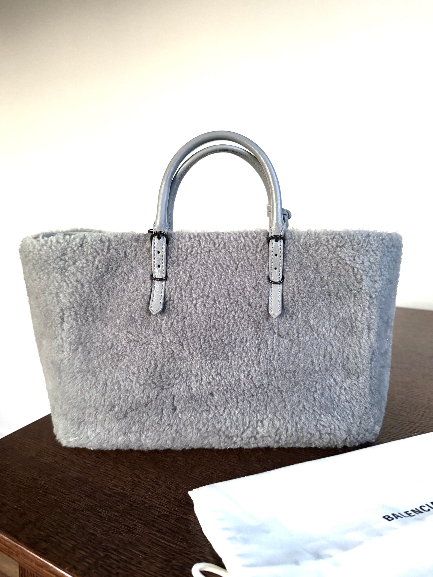 Pre-owned Balenciaga Papier Merino Wool Grey Tote Bag