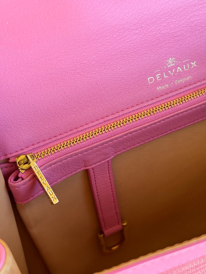 Pre-owned Delvaux Tempête GM Flamingo Pink Toile De Crin Leather Bag Limited Edition