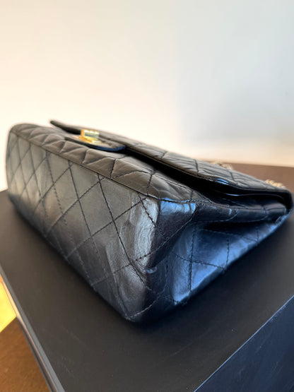 Pre-owned Chanel 2.55 Reissue Maxi 227 Black Calfskin Flap Bag