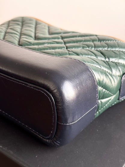 Pre-owned Chanel Gabrielle Small V-stitch Dark Green Leather Hobo Bag Limited Color