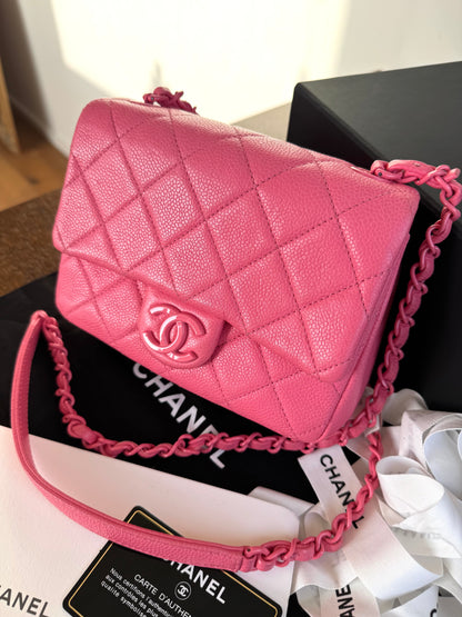 Pre-owned Chanel Timeless Mini Square Incognito Pink Caviar Flap Bag