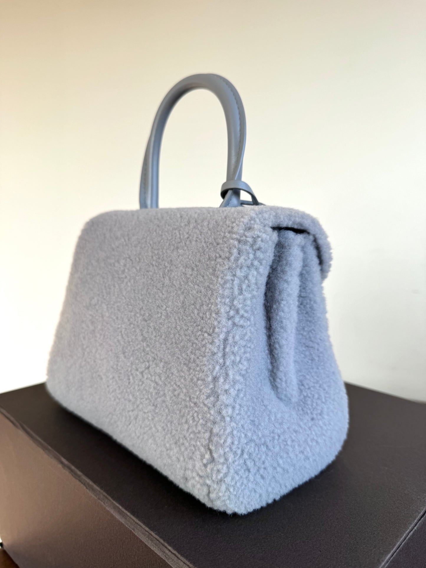 Pre-owned Delvaux Brillant Mini Sweet Cloud Teddy Ice Blue Wool Bag Limited Edition