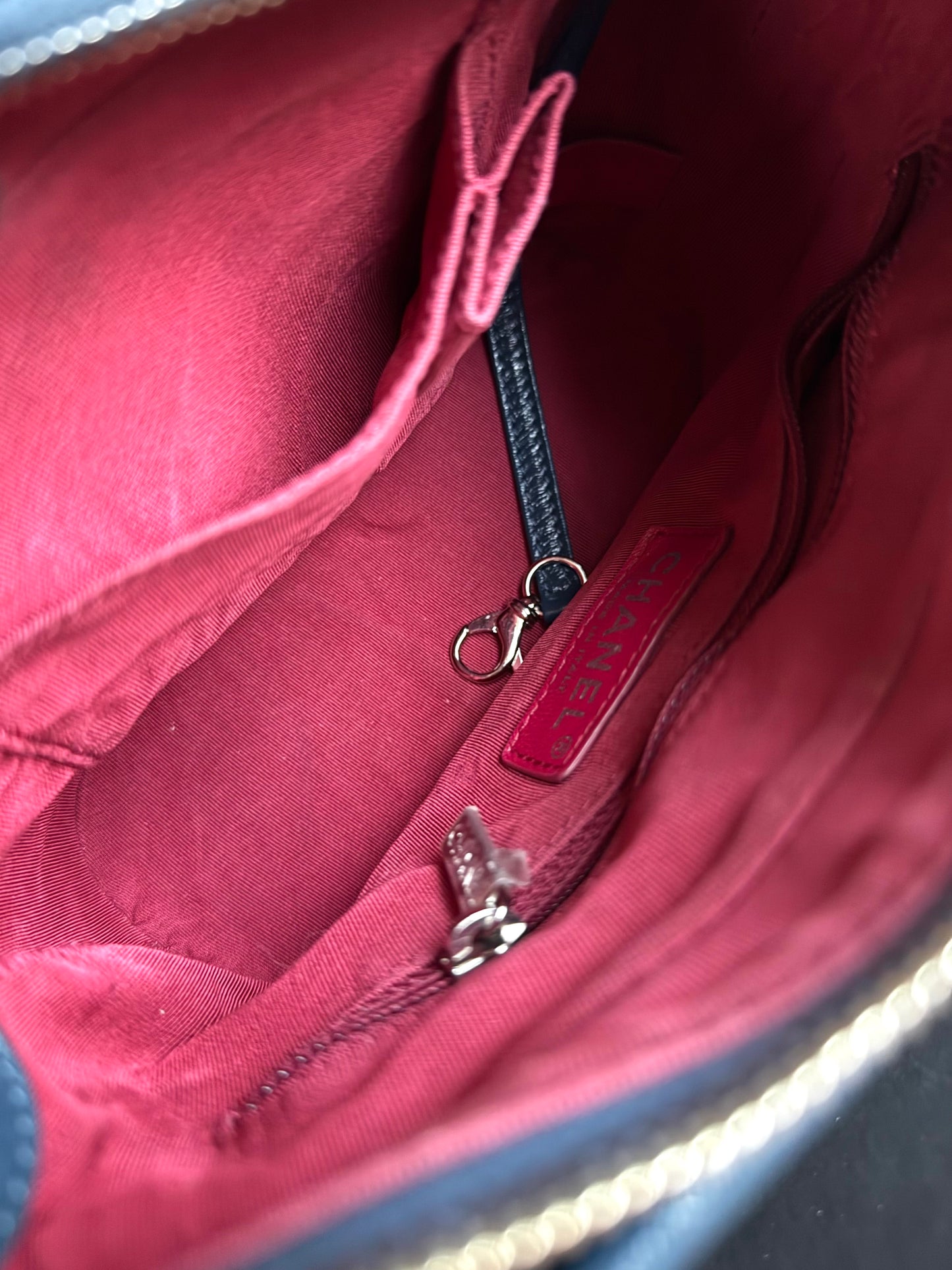 Pre-owned Chanel Gabrielle Small Marine Blue Leather Hobo Bag