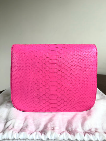 Pre-owned Céline Classic Box Medium Pink Python Bag