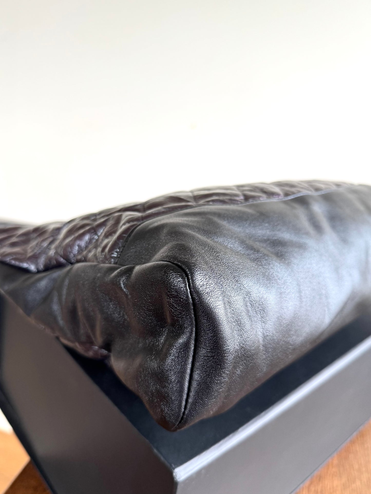 Pre-owned Chanel 31bag Large Black Purple Waxed Leather Tote Bag