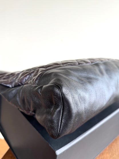 Pre-owned Chanel 31bag Large Black Purple Waxed Leather Tote Bag