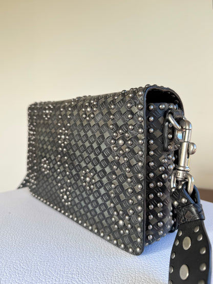 Pre-owned Dior Dio(r)evolution Studded Black Leather Flap Bag