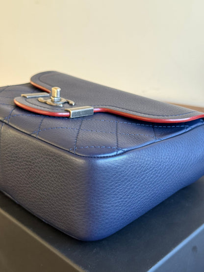Pre-owned Chanel Archi Chic Navy Blue Leather Flap Bag
