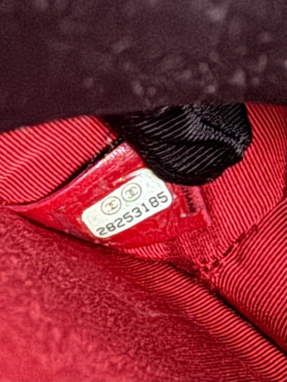 Pre-owned Chanel Top Chain Red Burgundy Caviar Flap Bag