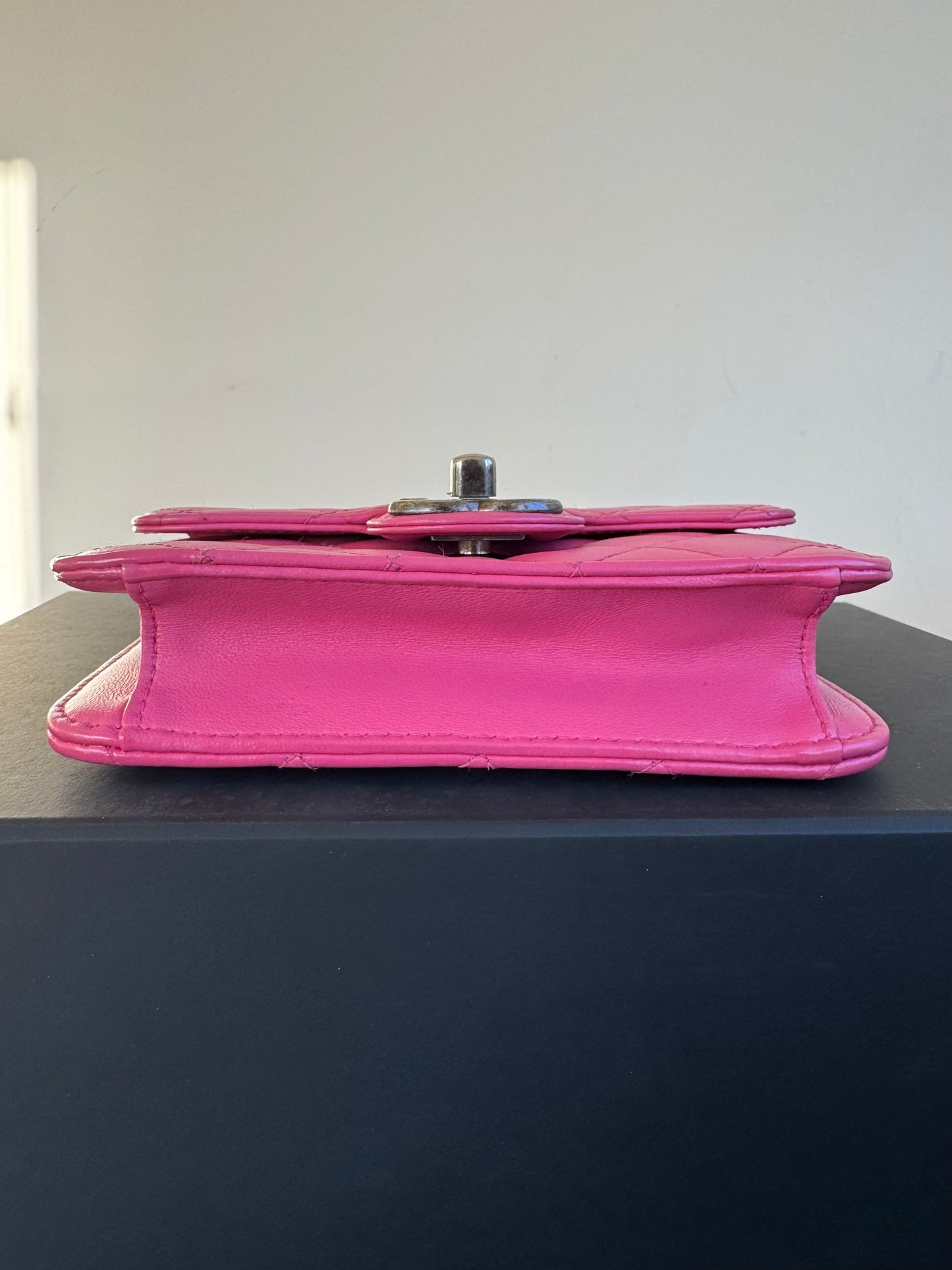 Pre-owned Chanel Crossing Time Mini Pink Leather Flap Bag