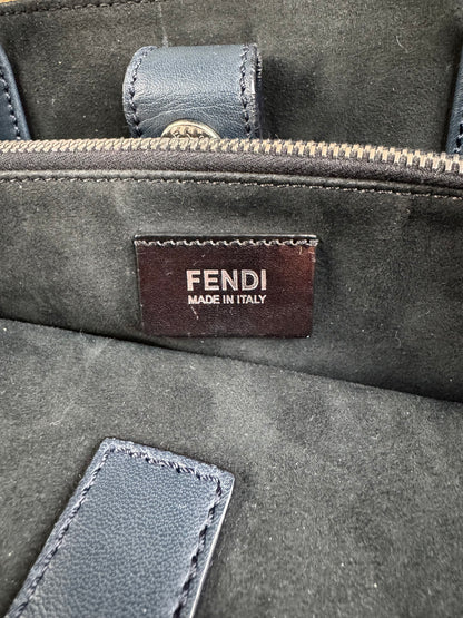 Pre-owned Fendi 2Jours Navy Blue Fringed Leather Bag
