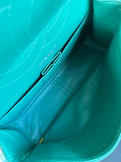 Pre-owned Chanel 2.55 Reissue Maxi 227 Dark Green Patent Leather Flap Bag