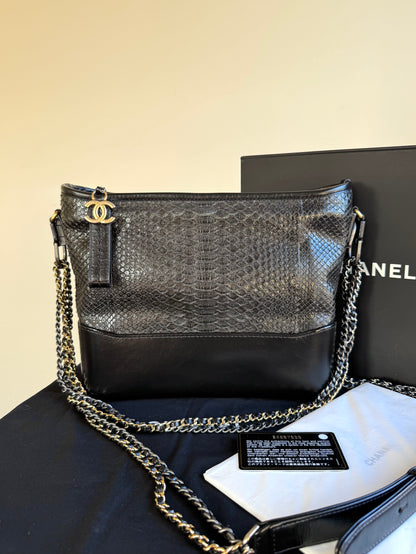 Pre-owned Chanel Gabrielle Medium Black Python Leather Hobo Bag Limited Edition