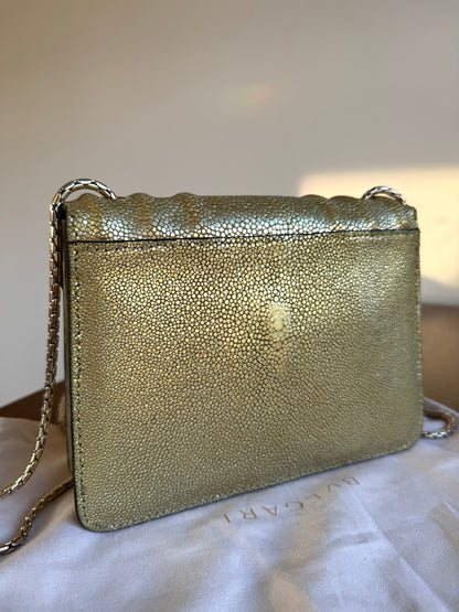 Pre-owned Bvlgari Serpenti Forever Small Gold Stingray Shoulder Bag