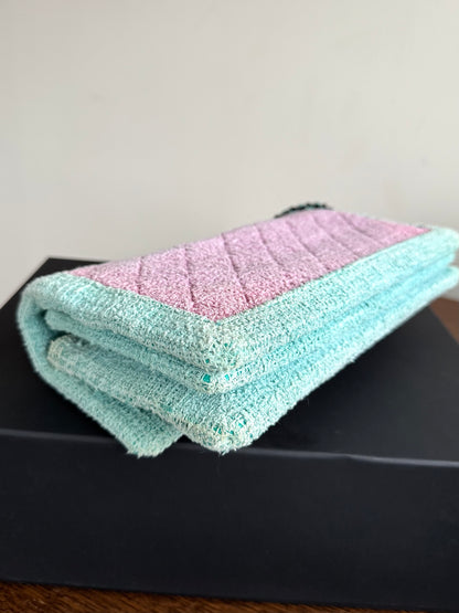 Pre-owned Chanel Pink Turquoise Tweed Flap Bag