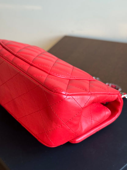 Pre-owned Chanel Timeless Mini Rectangle Coral Red Leather Bag