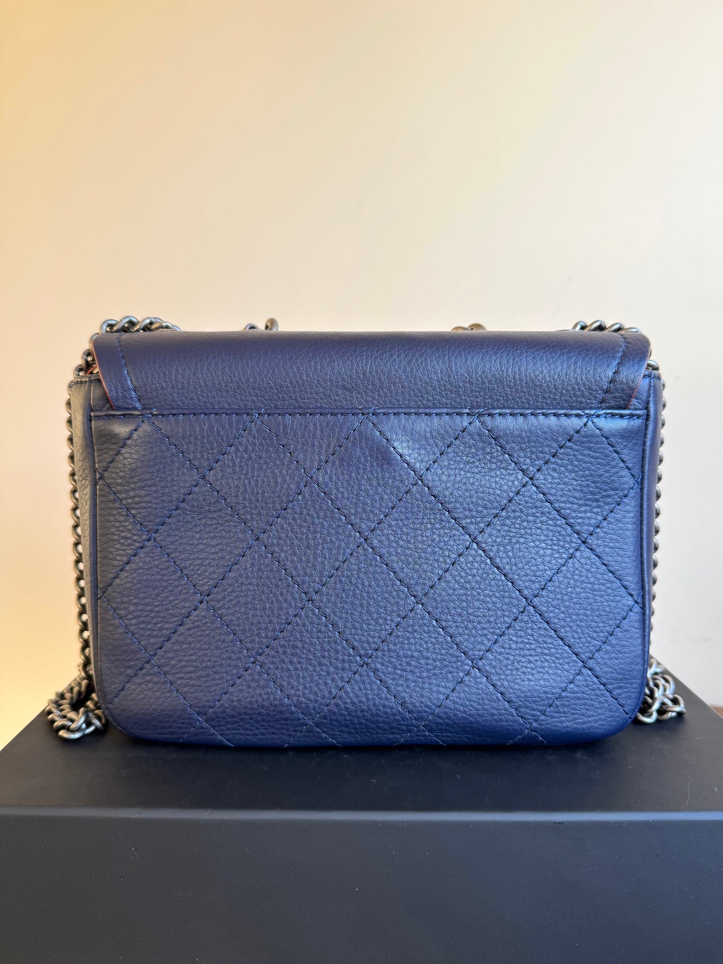 Pre-owned Chanel Archi Chic Navy Blue Leather Flap Bag