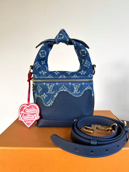 Pre-owned Louis Vuitton x Nigo Monogram Blue Denim Japanese Cruiser Bag