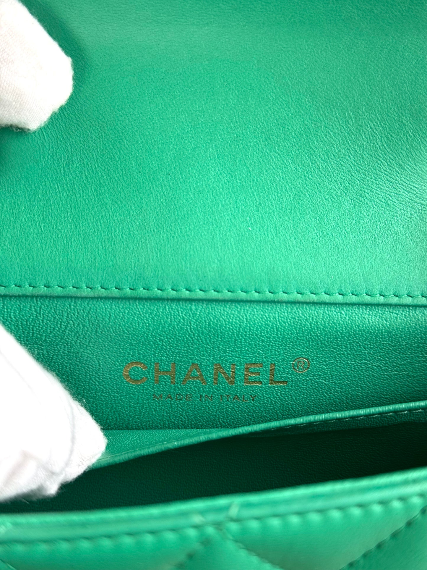 Pre-owned Chanel Timeless Extra Mini Green Leather Flap Bag