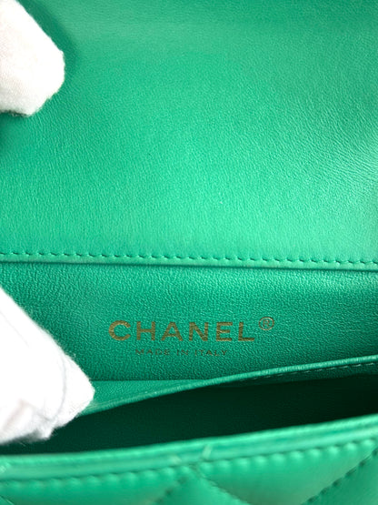 Pre-owned Chanel Timeless Extra Mini Green Leather Flap Bag