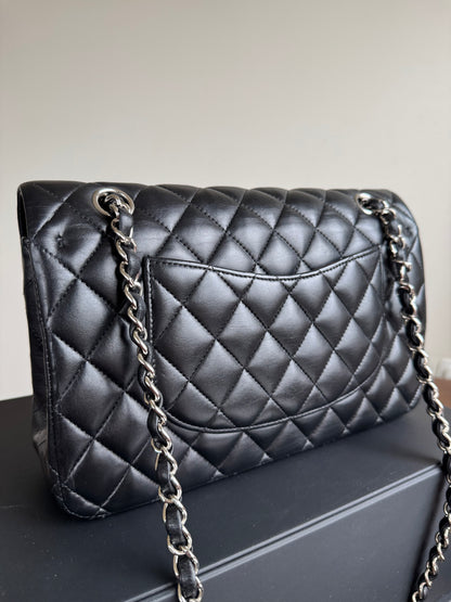 Pre-owned Chanel Timeless Classic Medium Black Lambskin Flap Bag