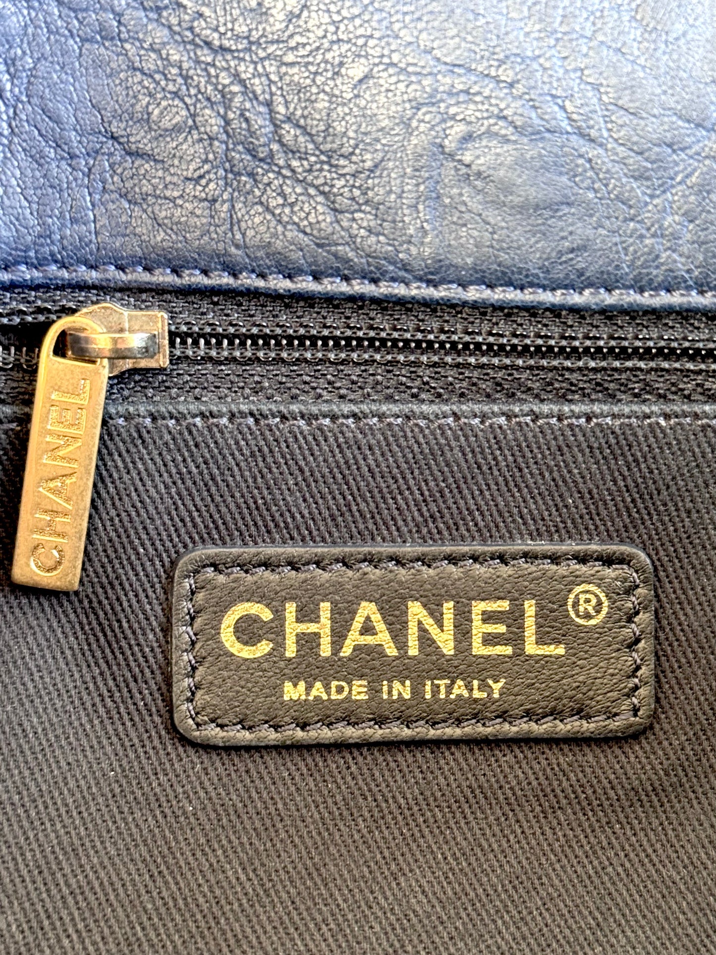 Pre-owned Chanel Timeless Standard Navy Calfskin Flap Bag
