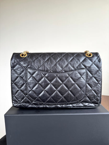 Pre-owned Chanel 2.55 Reissue Large 226 Black Calfskin Flap Bag