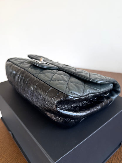 Pre-owned Chanel In The Mix Medium Dark Green Iridescent Leather Flap Bag
