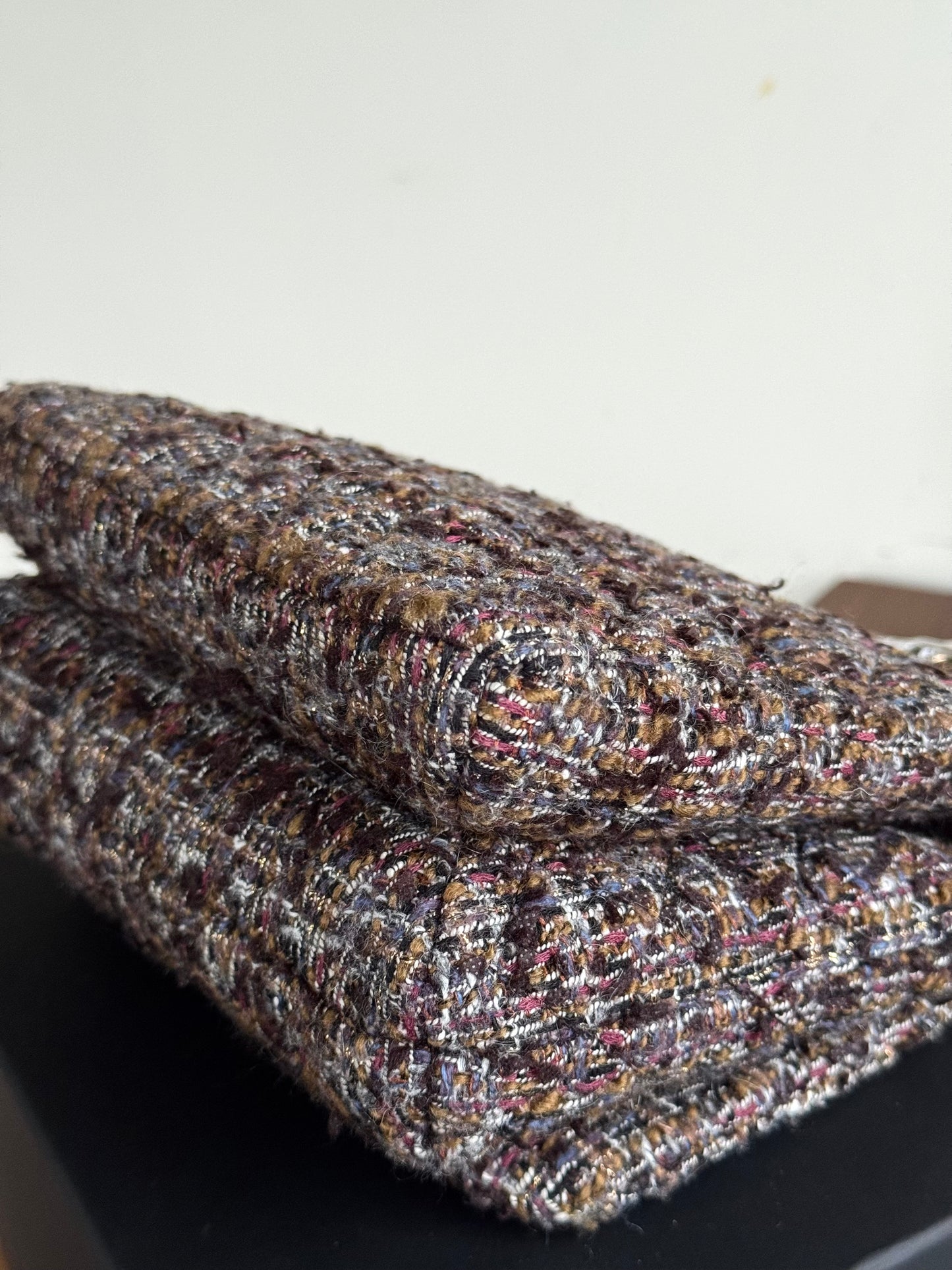 Pre-owned Chanel Knock On Wood Brown Tweed Top Handle Flap Bag